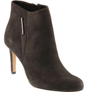 VINCE CAMUTO- Asymmetrical Suede Heeled Booties